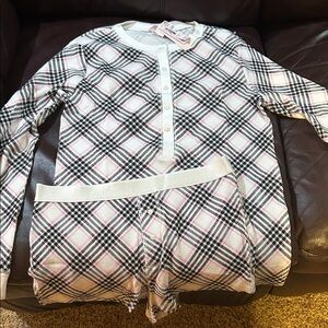 Victoria's Secret Kids Plaid Pajama Set - Pink, Black, and White